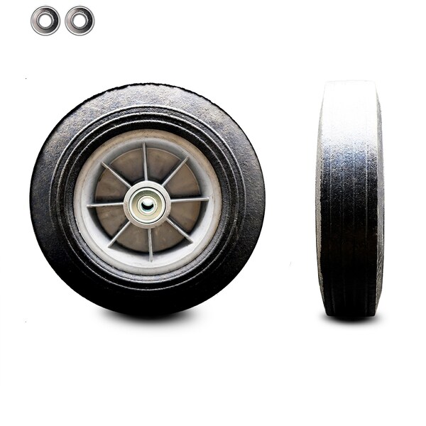 Service Caster 10" x 2.75" Flat Free Hand TRK Dolly Wheel Only w/2.25" Offset Hub&Ball Bearings SCC-SNB10275-OPR-2.25HL-BRGKIT - main